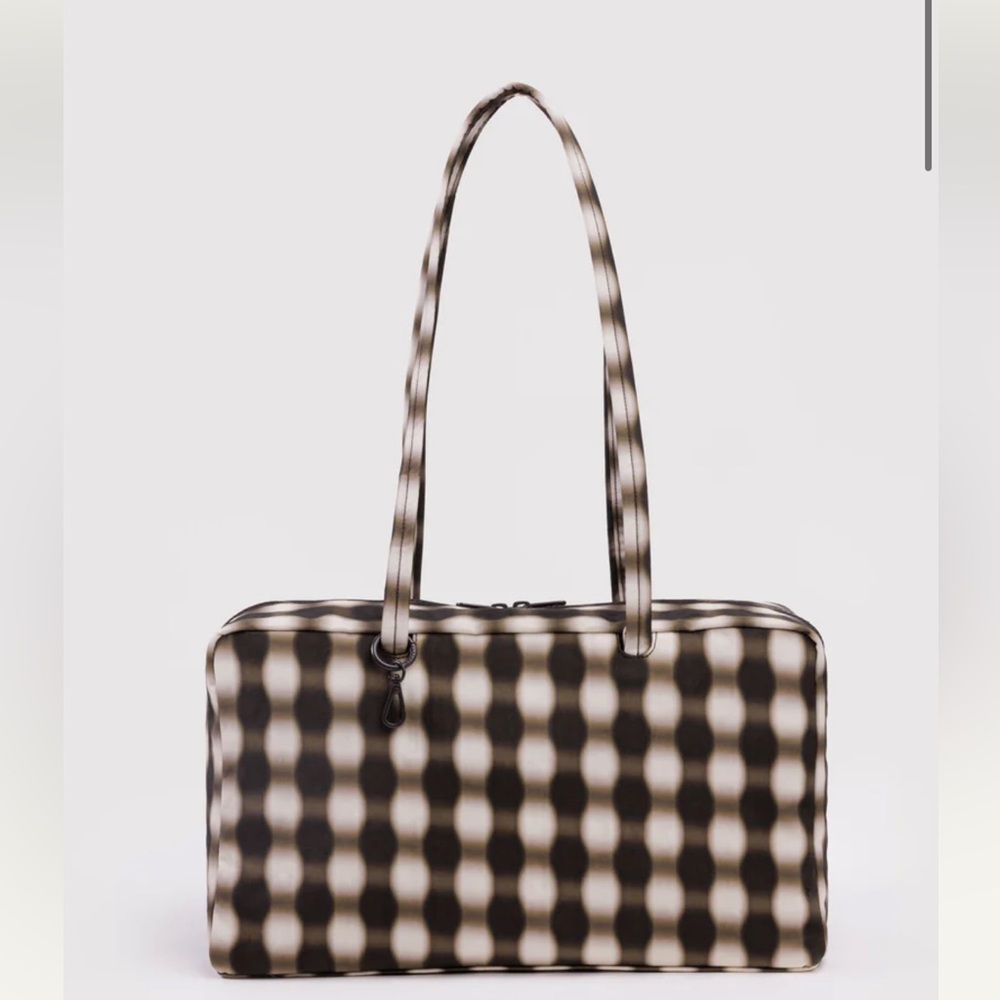 NWT Baggu Medium Nylon Bowler Bag in Blurred Gingham